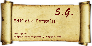 Sárik Gergely névjegykártya