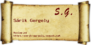 Sárik Gergely névjegykártya